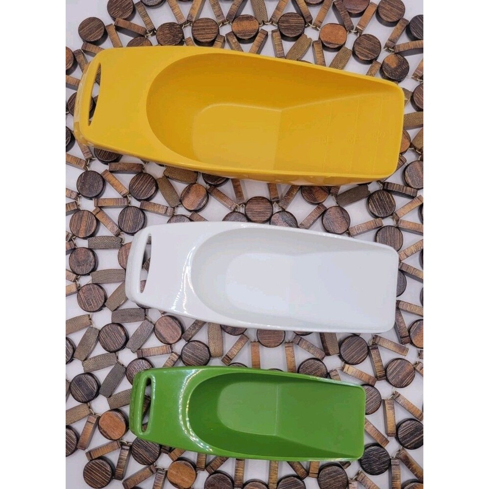 Vintage 3 Piece Scoop Set - Gold White Green Measures Flour Sugar Coffee